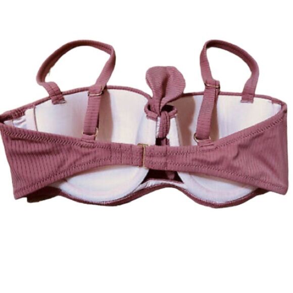 Shade & Shore Size 32B Dusty Rose Pink Push Up Padded Bikini Top - Picture 4 of 6